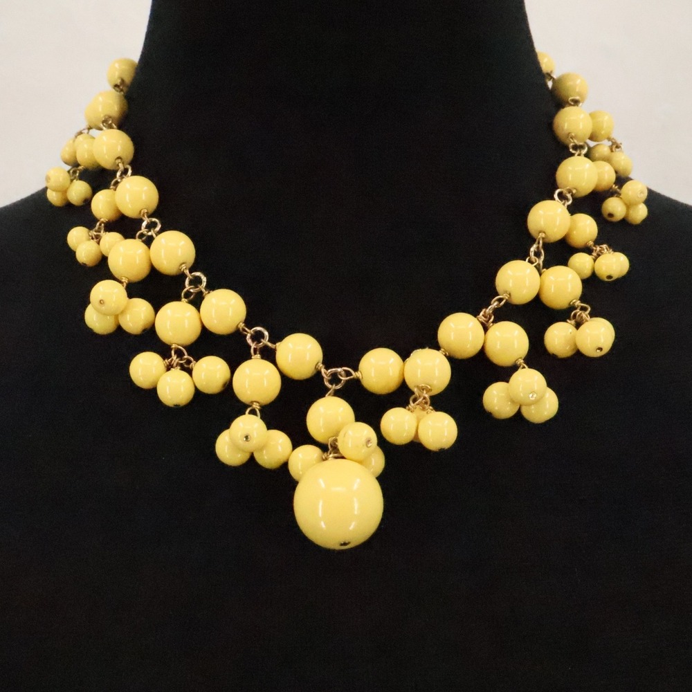 Talbots Cluster Bead Statement Necklace Womens Butter Yellow Dopamine Colorful